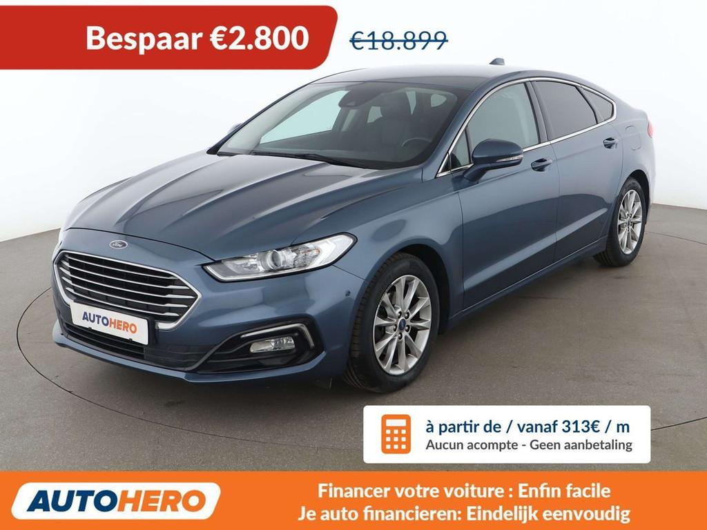 Ford Mondeo 2.0 TDCi EcoBlue Titanium (bj 2020, automaat), Auto's, Gebruikt, Mondeo, Blauw, Leder