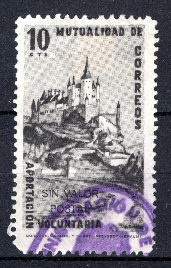 ESPAGNE Mutualidad de correos - Alcazar ou Ségovie 1945, Timbres & Monnaies, Timbres | Europe | Espagne, Envoi, Affranchi