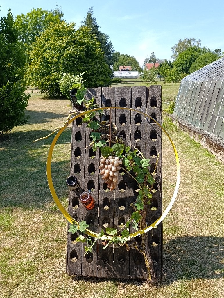 Wijnrek met albaste druiventros, 120 cm, Objet de décoration, Enlèvement, Brun