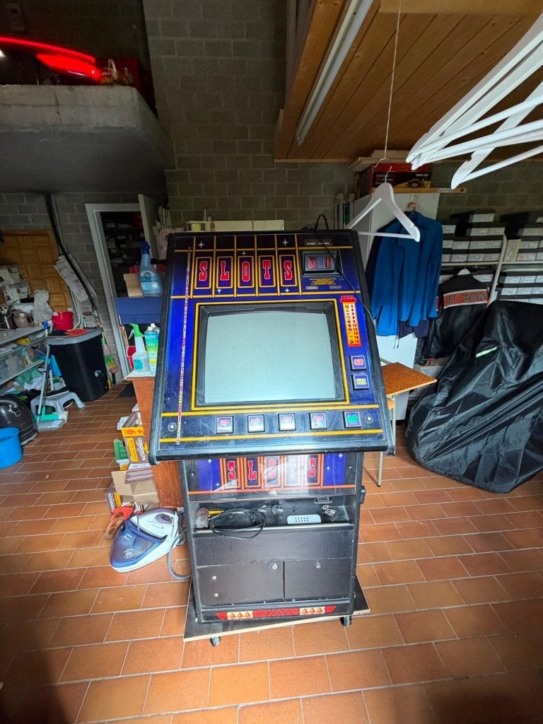 Machine à sous vintage/machine à sous - 4 rouleaux - rétro, Collections, Autres monnaies, Enlèvement, Utilisé, Avec clés