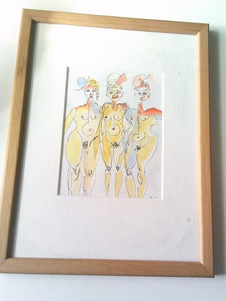 prachtig kunstwerk aqaurelle, Antiquités & Art, Art | Peinture | Classique, Portrait ou Personnes, Aquarelle, Signé, Enlèvement
