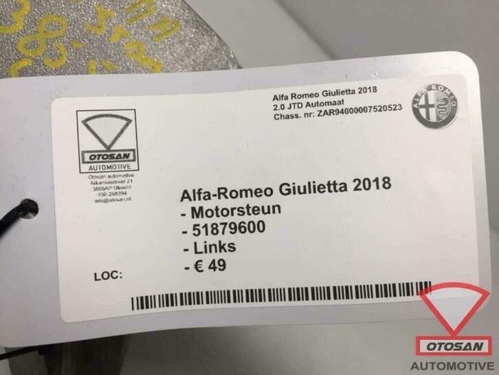 alfa romeo giulietta 18 support moteur gauche 51879600, Dpofca@stellantis.com, Stellantis Europe S.p.A., Utilisé, Alfa Romeo