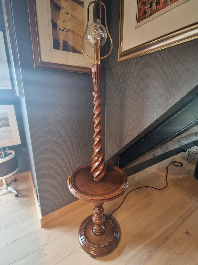 Eikenhouten Standaardlamp & Wijntafel ca. 1930, Antiek en Kunst, Curiosa en Brocante, Ophalen
