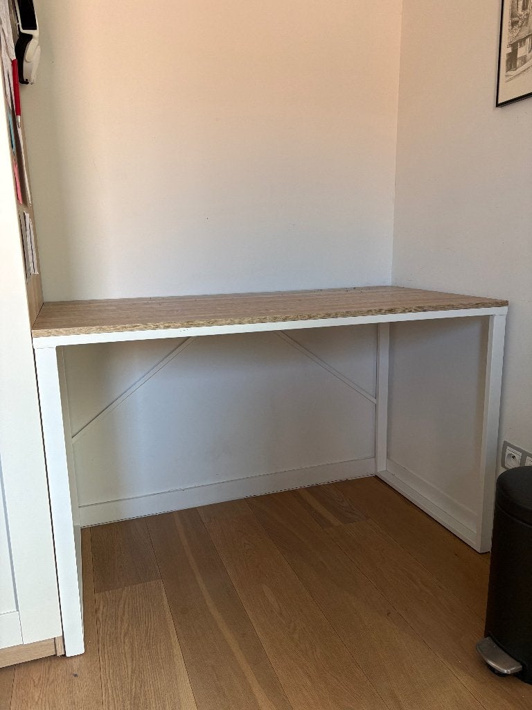 Bureau 120x60 hout/wit, Ophalen, Gebruikt, Bureau