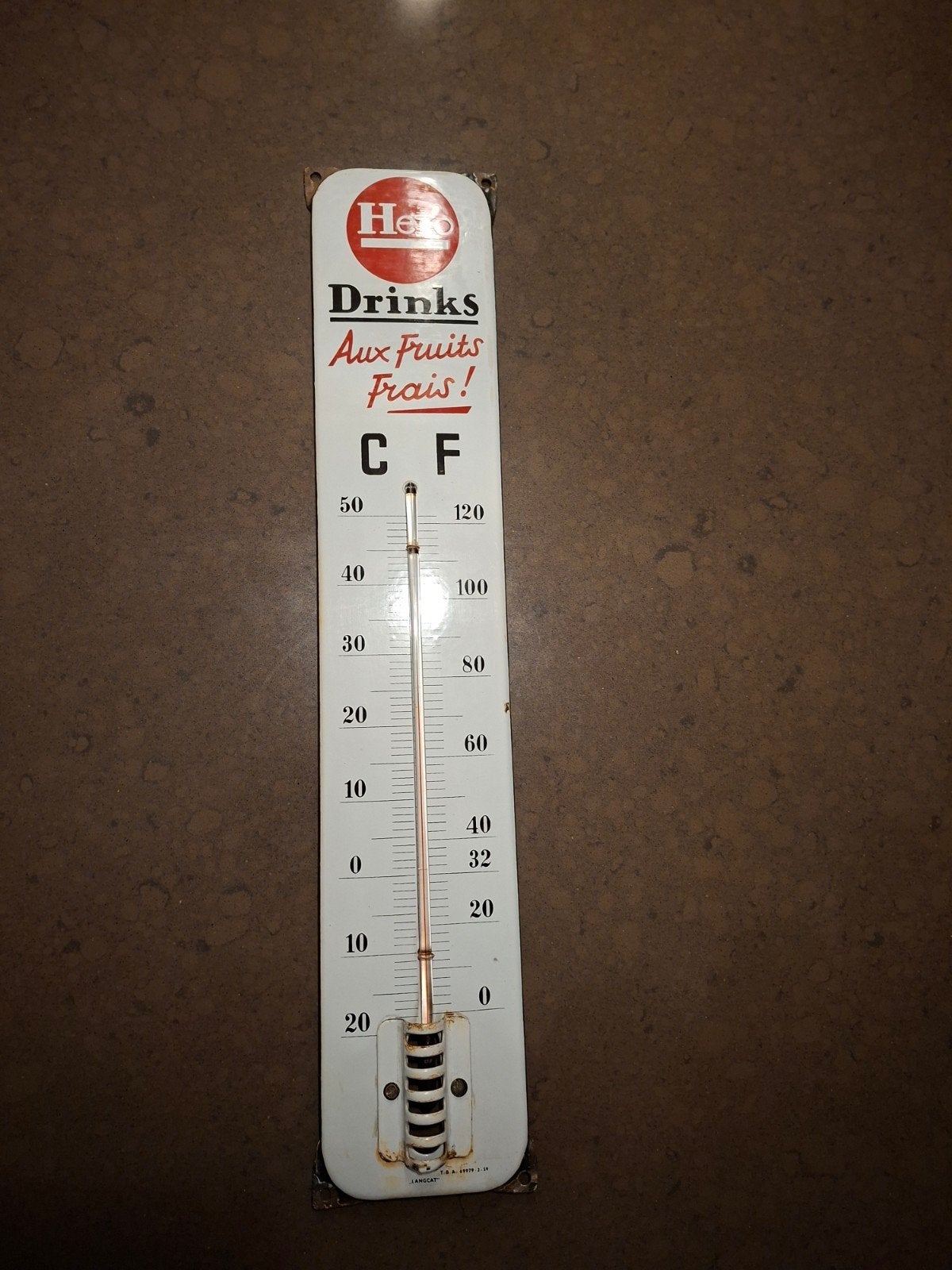 Hero Drinks email thermometer Langcat  T.B.A. 69979-2-1959, Verzamelen, Ophalen of Verzenden, Gebruikt, Gebruiksvoorwerp