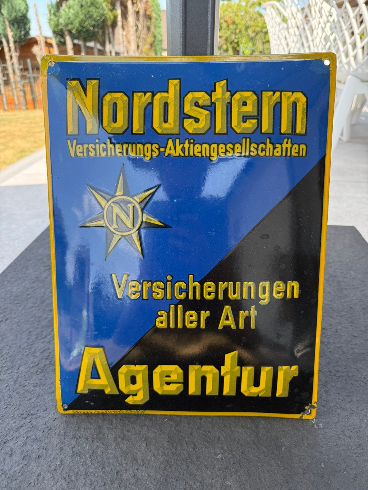 Plaque élaillée Nordstern Versicherungen Agentur, Ophalen of Verzenden, Gebruikt, Reclamebord