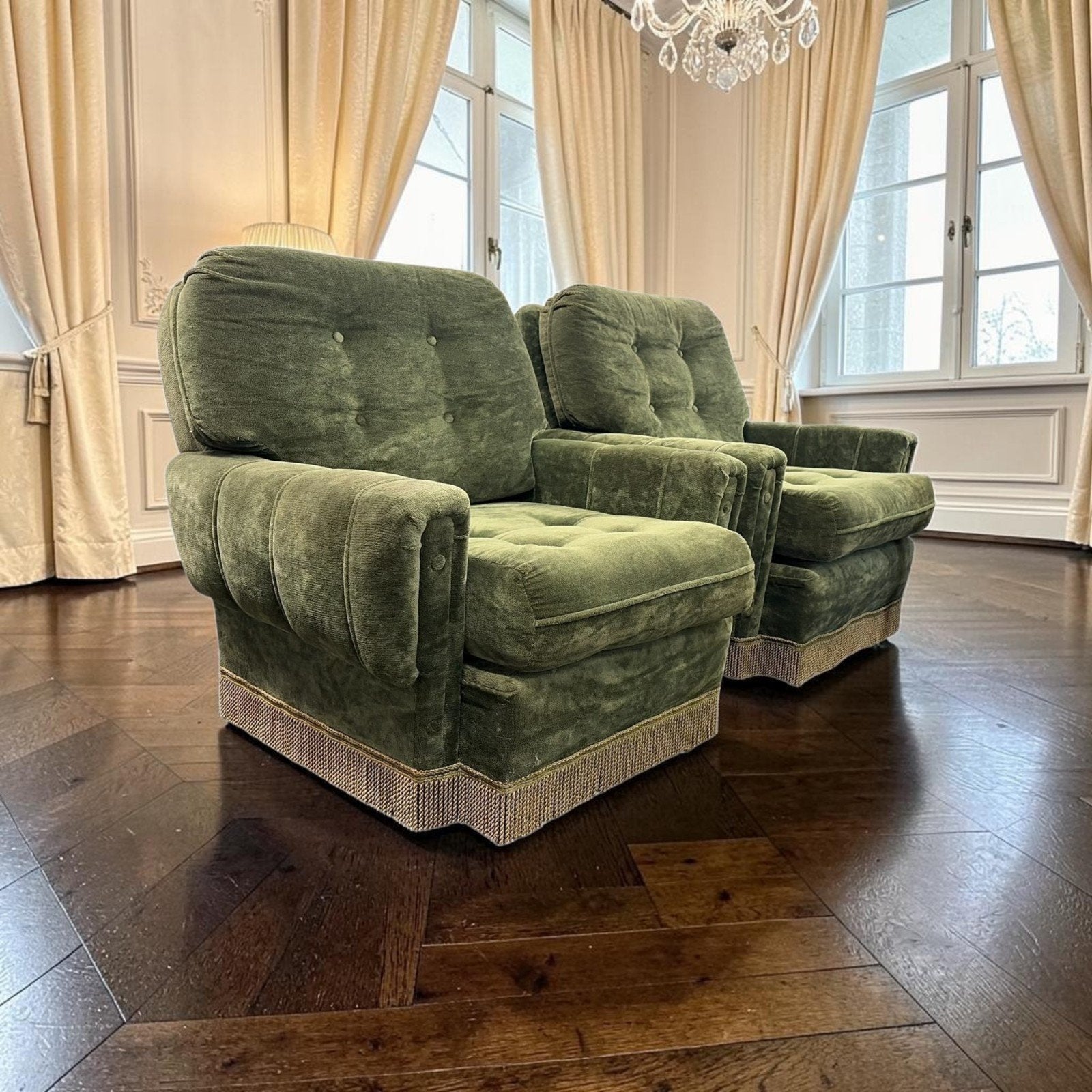 Ensemble de 2 sièges / fauteuils à franges  vintage, Antiquités & Art, Enlèvement