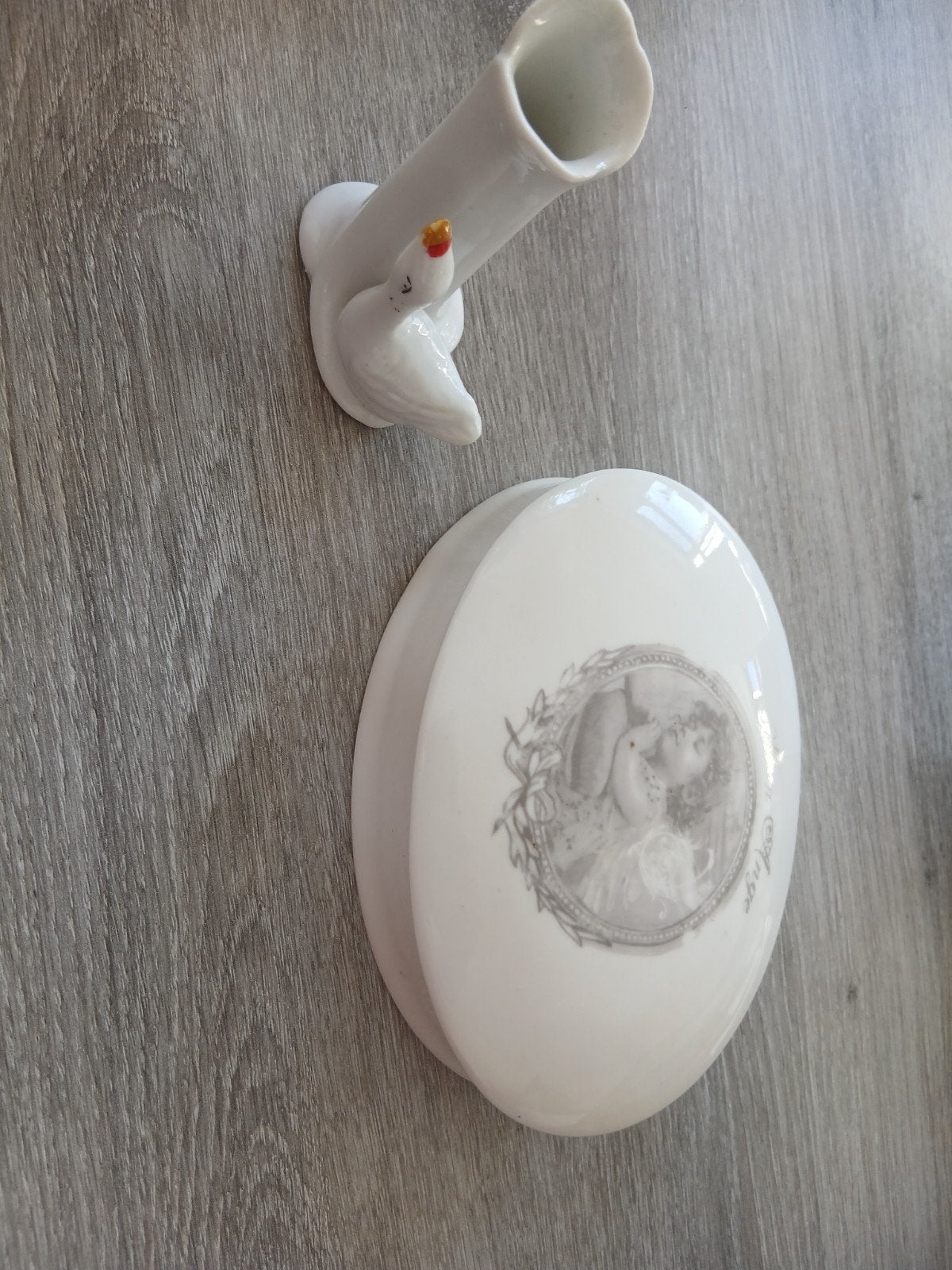 Set van twee witte keramische voorwerpen met mijn engel, Ophalen