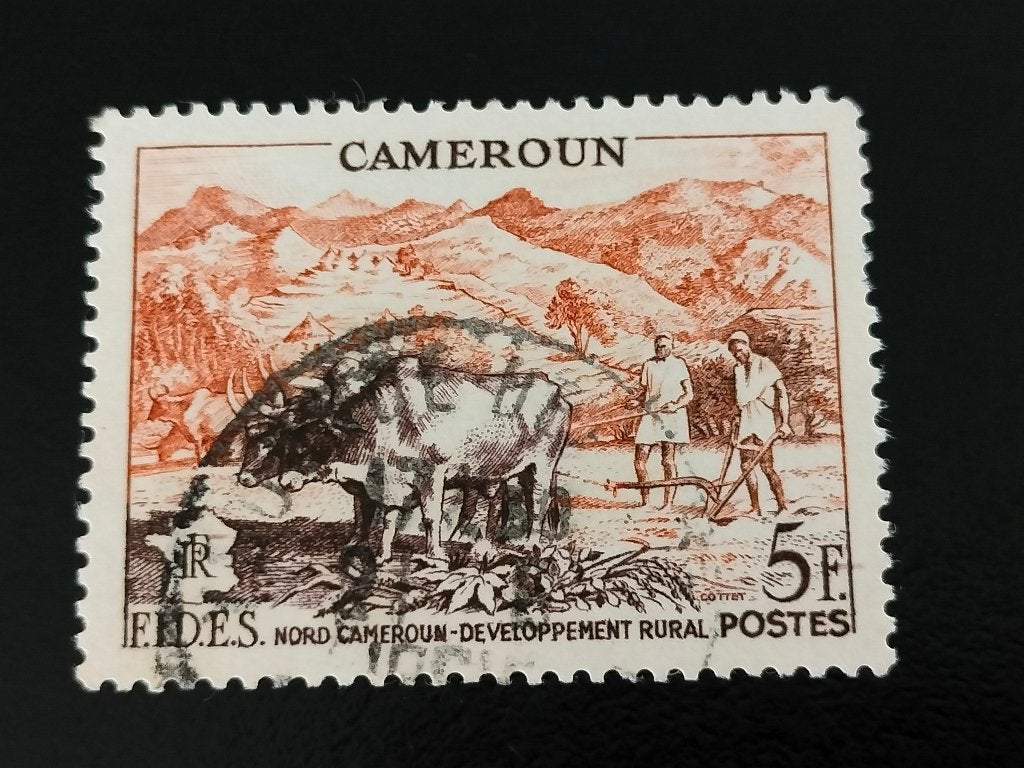 Cameroun 1956 - agriculture, bétail, charrue, Envoi, Autres pays, Affranchi