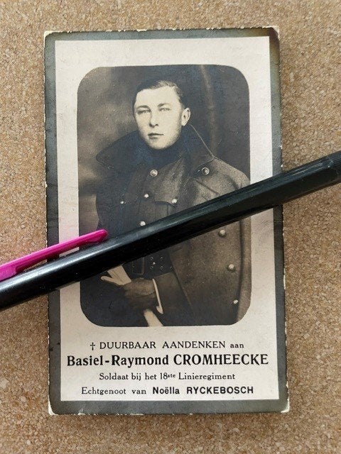 Soldaat 18Liniereg CROMHEECKE gesneuveld op 10/5/1940, Verzamelen, Ophalen of Verzenden, Bidprentje