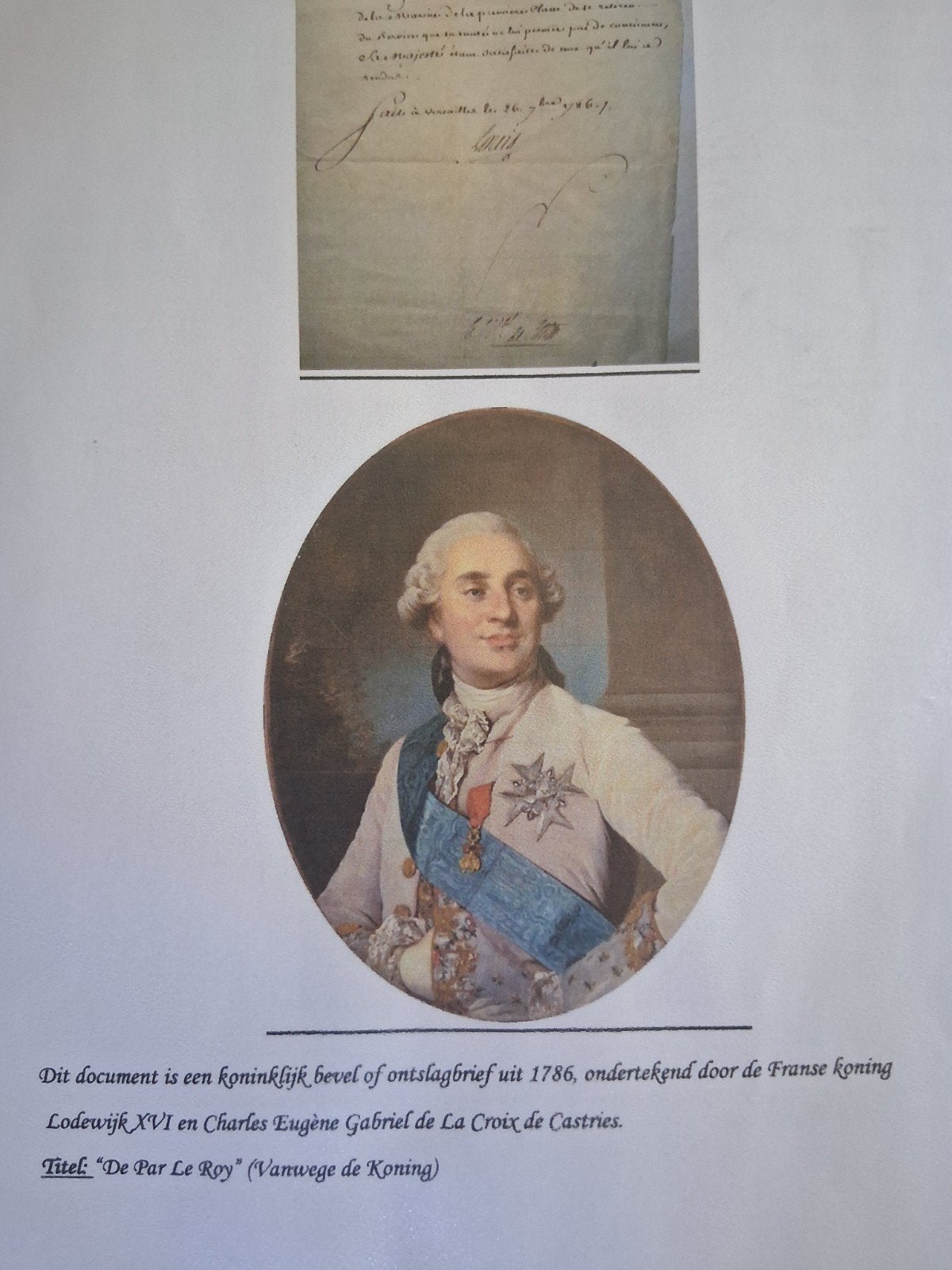 Manuscript koning Lodewijk XVI, 1786, Ophalen of Verzenden