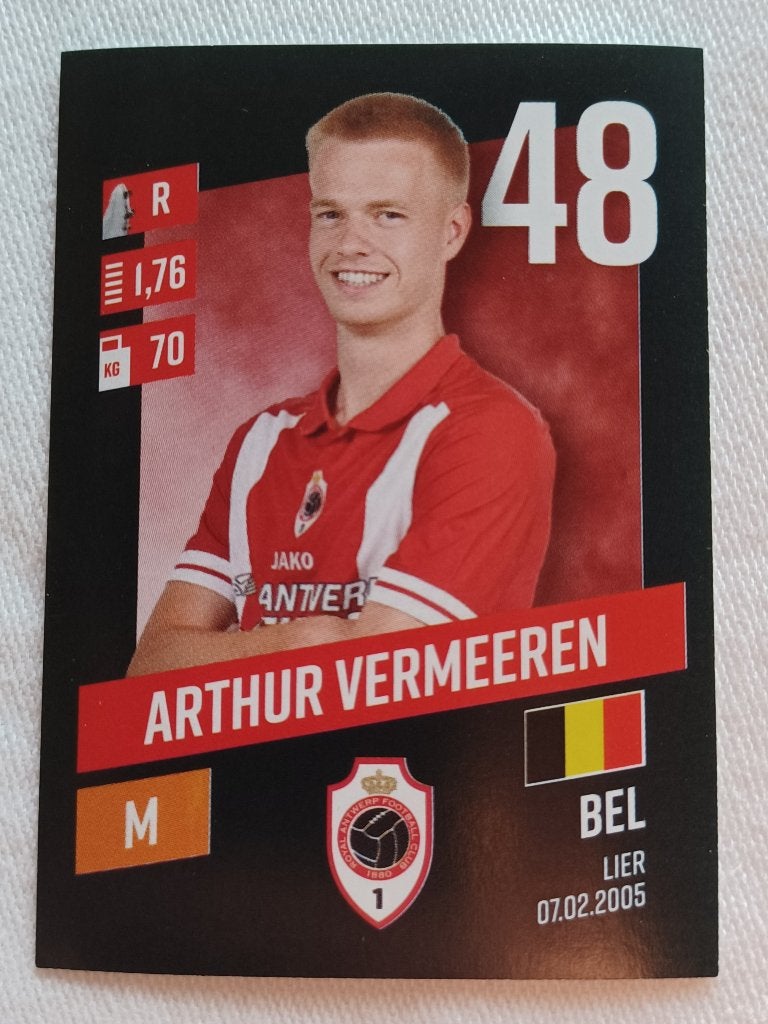 Sticker Arthur Vermeeren (rookie) - Pro League 2023-2024, Ophalen of Verzenden, Zo goed als nieuw, Sticker