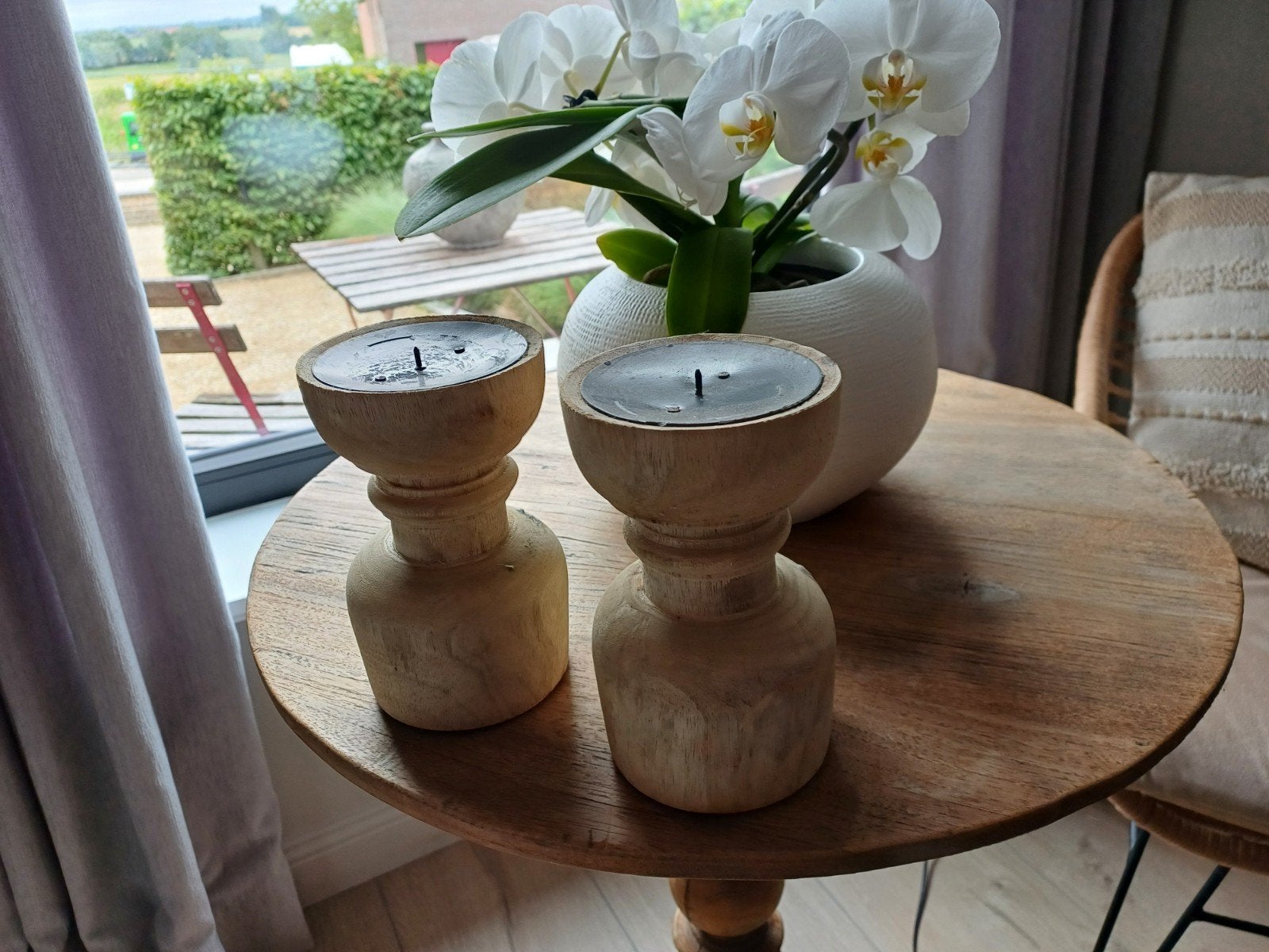 LANDELIJKE HOUTEN KAARSENHOUDERS, Huis en Inrichting, Woonaccessoires | Kandelaars en Kaarsen, Ophalen, Hout