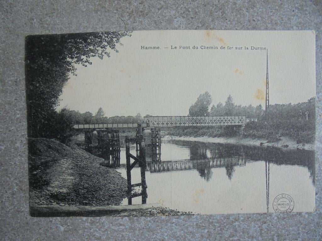 Beschreven Oude Postkaart Hamme Le Pont du Chemin de fer sur, Verzenden