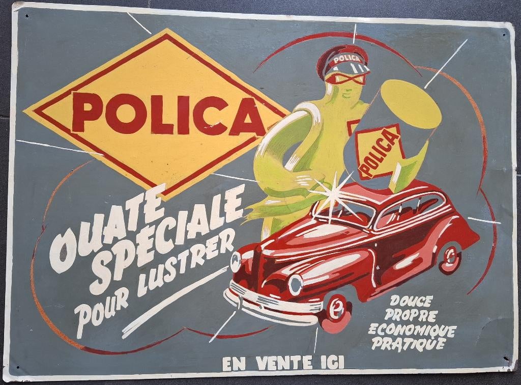 Plaque métallique années 30 40 peinte à la main Ford Deluxe, Enlèvement ou Envoi, Utilisé, Panneau publicitaire