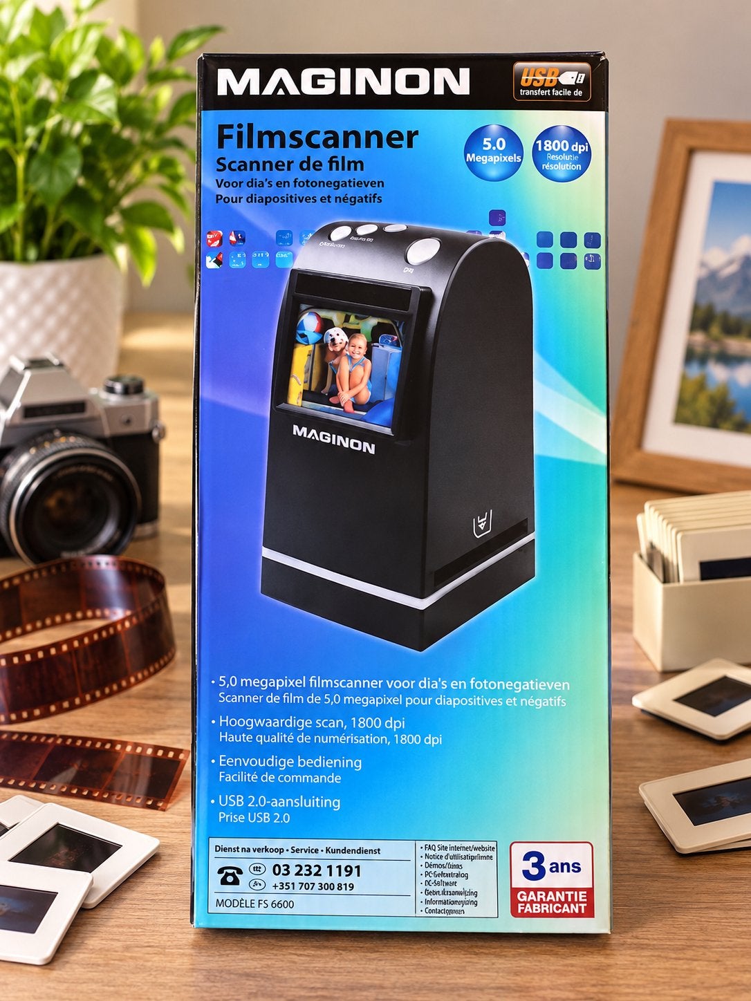 MAGINON FS 6600 — volledige filmscanner, Ophalen of Verzenden, Zo goed als nieuw, USB-aansluiting