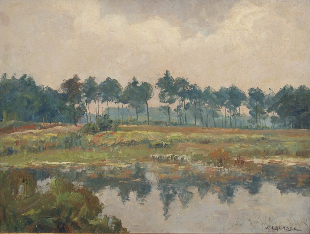Joseph Lagasse (1878-1962): Landschap (69 x 56 cm), Enlèvement ou Envoi, Signé, Peinture à l'huile, Paysage