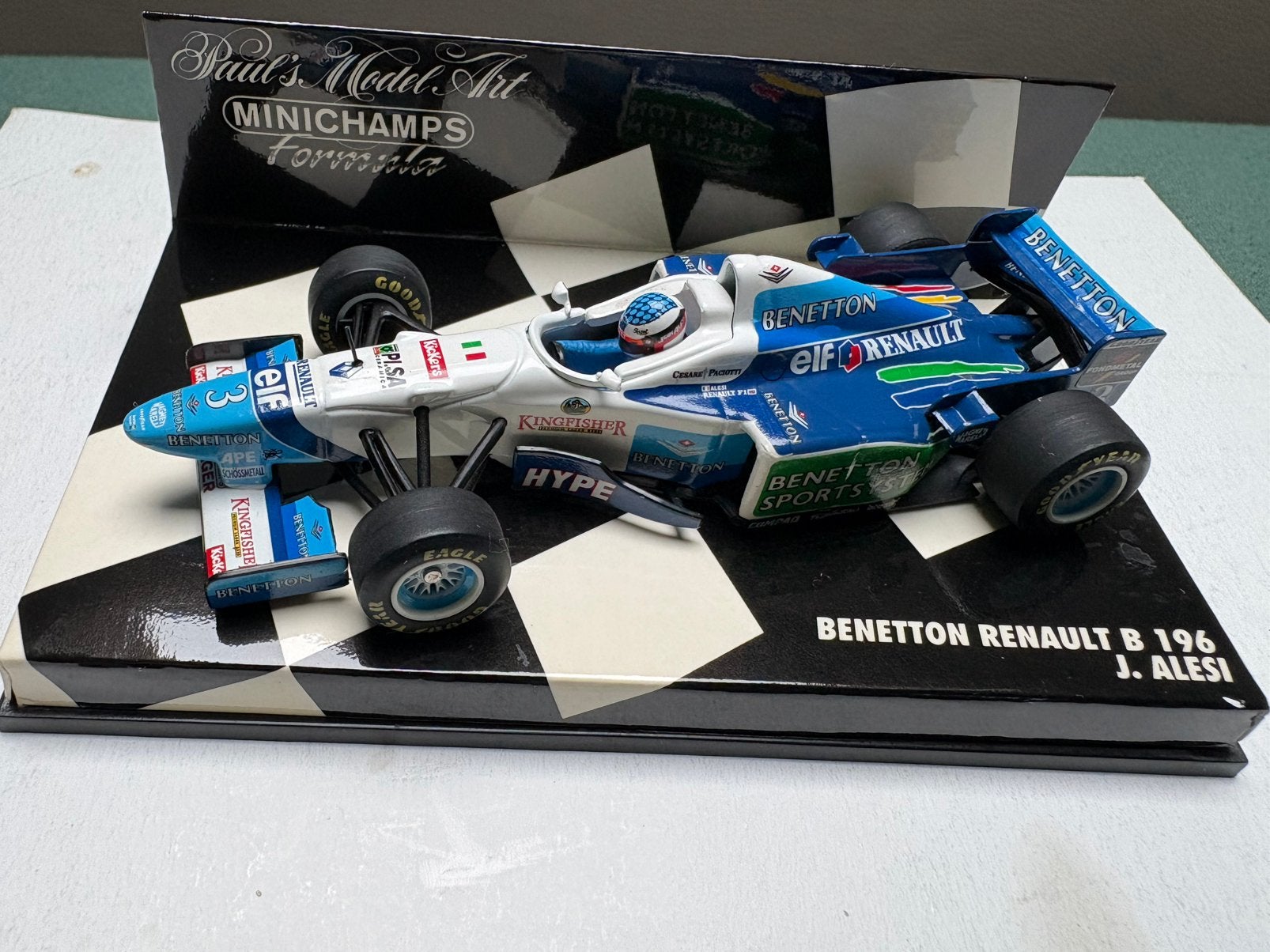 F1- Benetton Renault B196-J.Alesi-PaulsModelArt-Minichamps, Verzamelen, Ophalen of Verzenden, Zo goed als nieuw