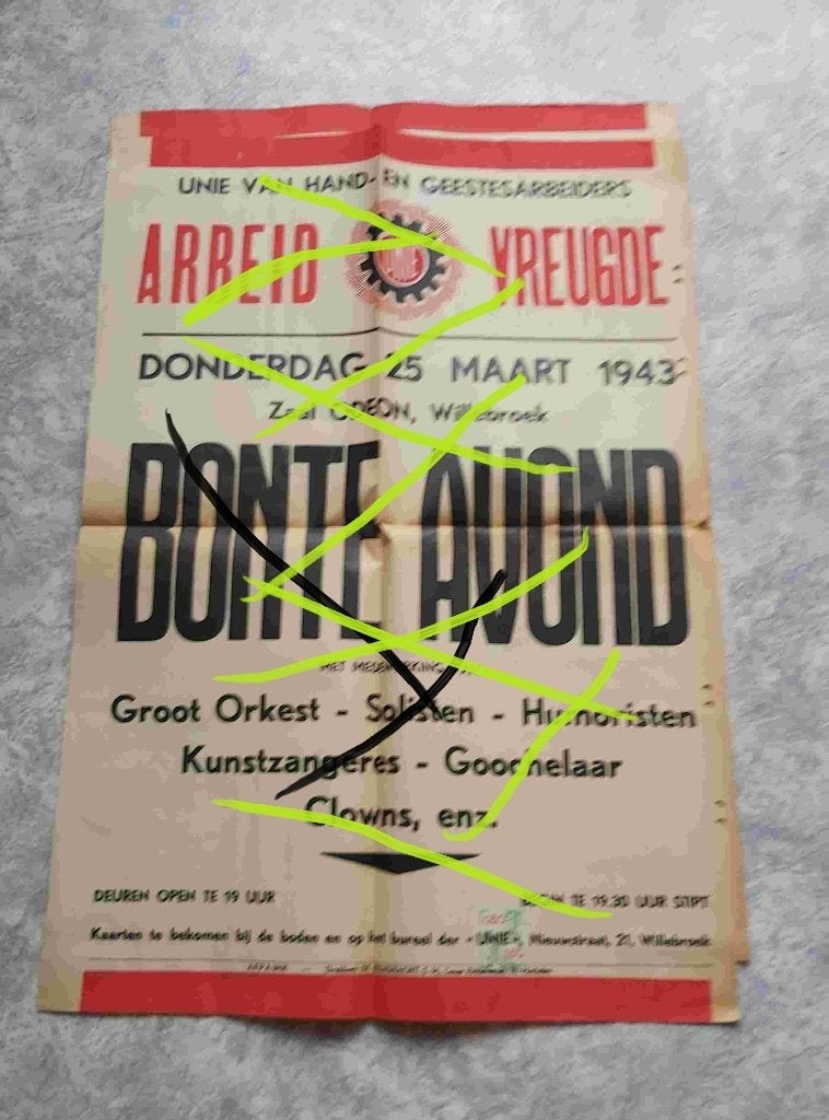 Poster Affiche Antwerpen Collaboratie Bezetting Vakbond VNV, Verzamelen, Posters, Verzenden, Zo goed als nieuw, Overige onderwerpen
