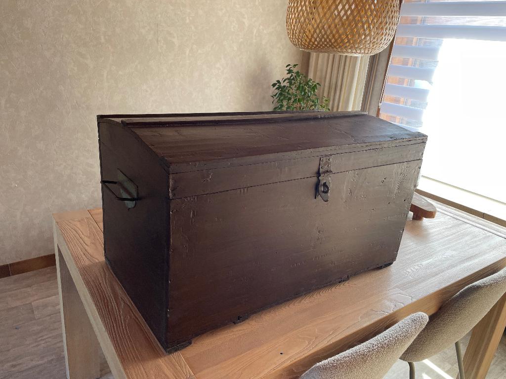 Vintage houten kist + kist Trafitol, Antiek en Kunst, Ophalen