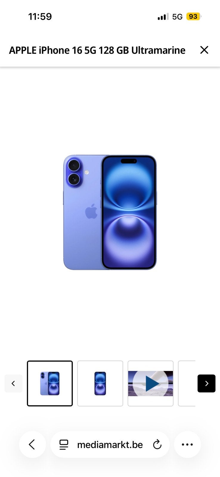 Iphone 16 blauw, Ophalen, Zo goed als nieuw, Blauw, IPhone 16
