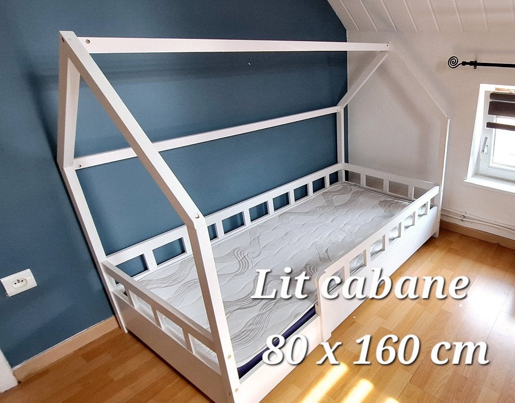 Lit cabane, Sommier à lattes, 70 à 85 cm, Comme neuf, Enlèvement