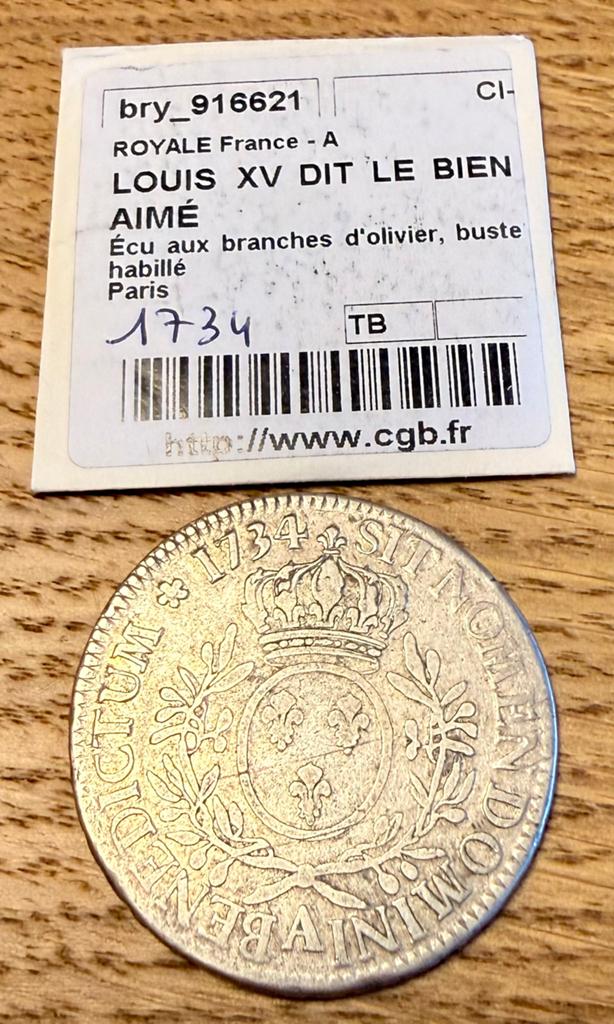 Ecu 1734 A Louis XV argent, Enlèvement ou Envoi, Argent