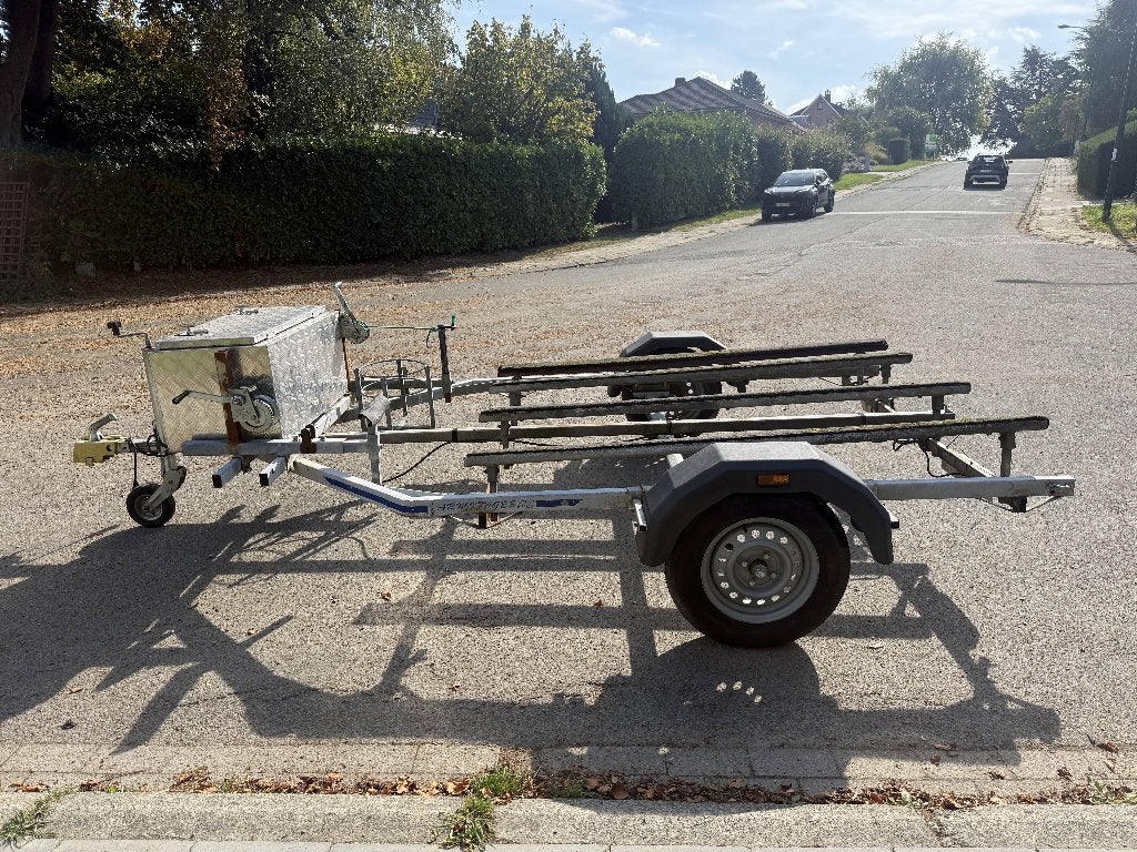 Dubbele jetski-aanhanger met grote kofferbak, Ophalen, Gebruikt