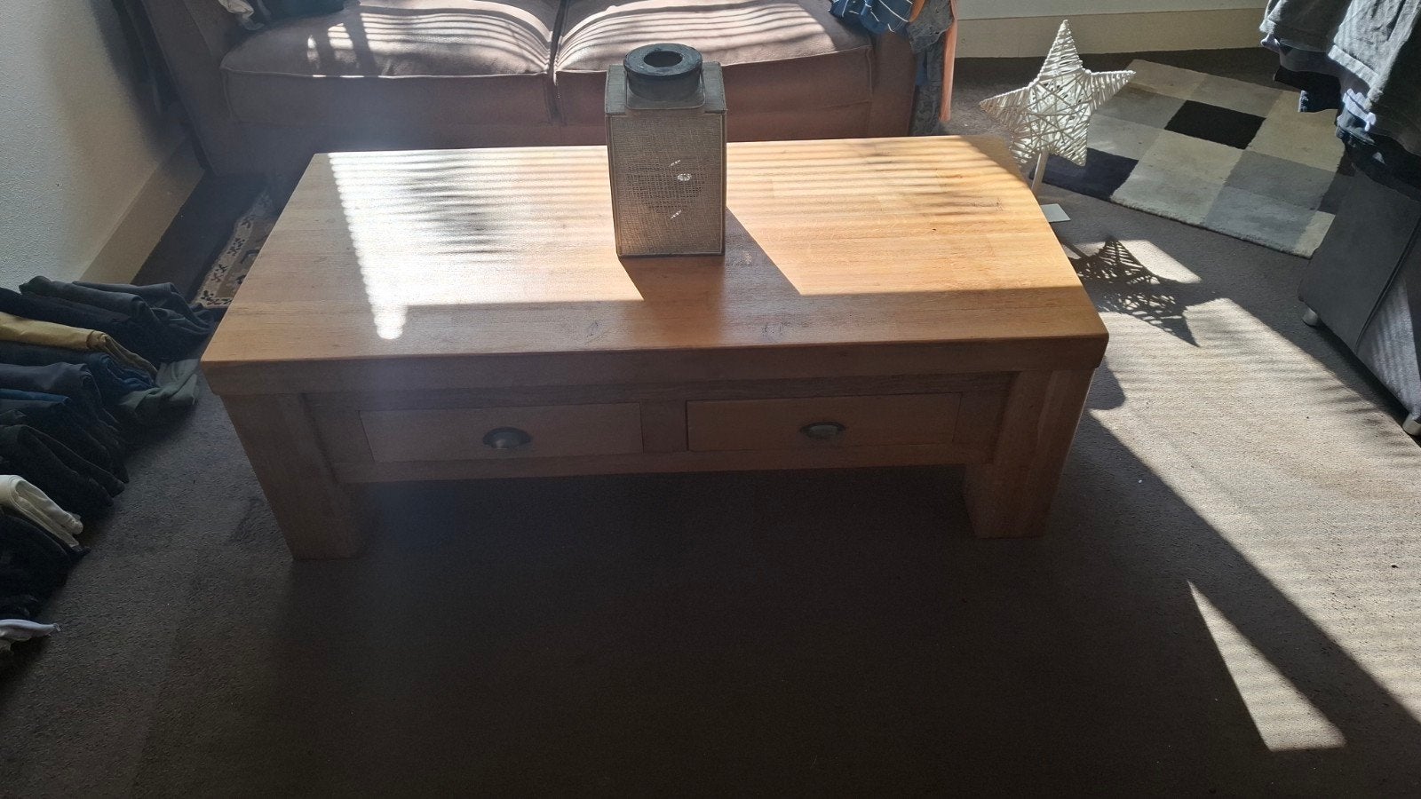Ligt Eiken houten tafel, 150 à 200 cm, Enlèvement ou Envoi, 50 à 100 cm, Chêne
