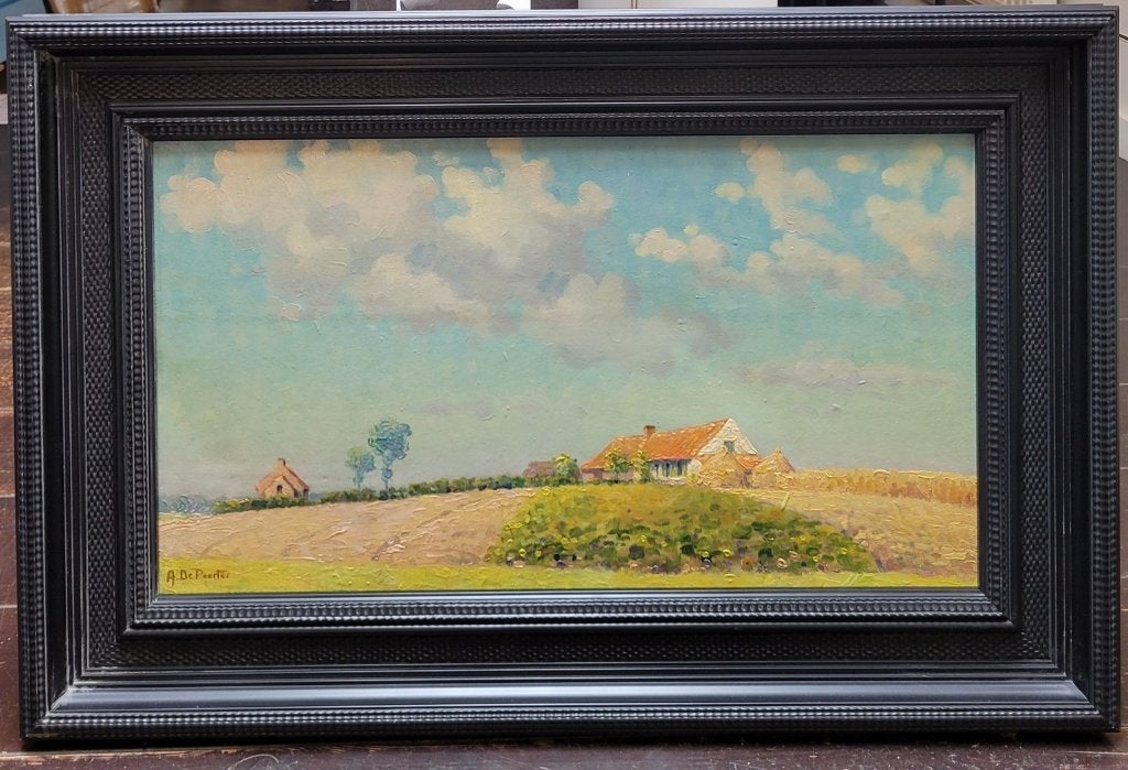 Adhemar DE POORTER, zomerlandschap met hoeve, Antiek en Kunst, Kunst | Schilderijen | Klassiek, Ophalen of Verzenden