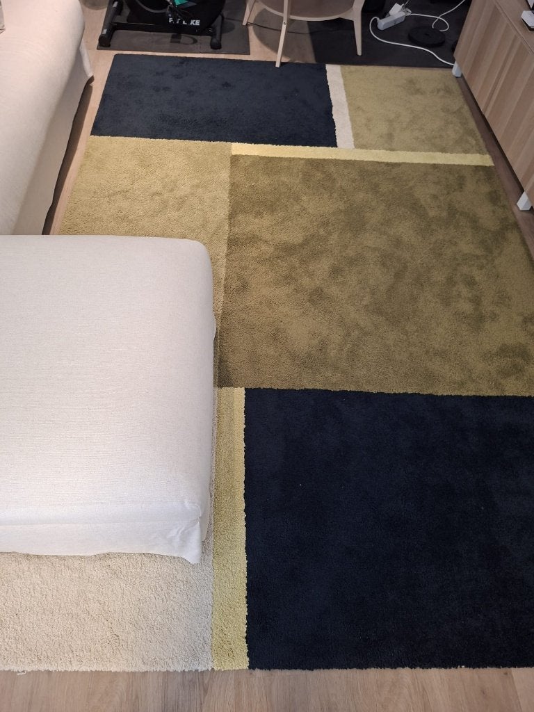 Tapijt IKEA SKFRITSPRAK 200x200 Beige/Blauw, Ophalen, Beige, 200 cm of meer, Zo goed als nieuw