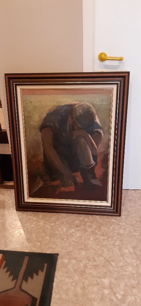 schilderij in prachtig kader, Ophalen, Doek, Portret of Personen, Gedateerd
