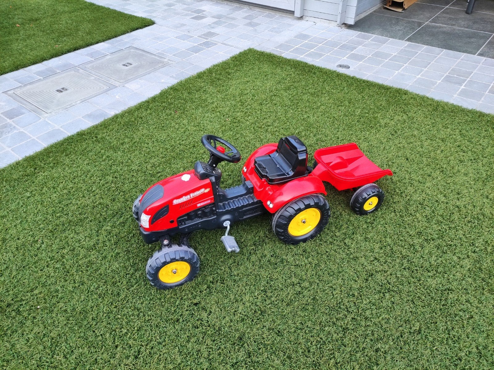 Falk Country Farmer Pedaaltractor Rood met Aanhangwagen, Ophalen, Gebruikt, Overige merken, Met kar of aanhanger
