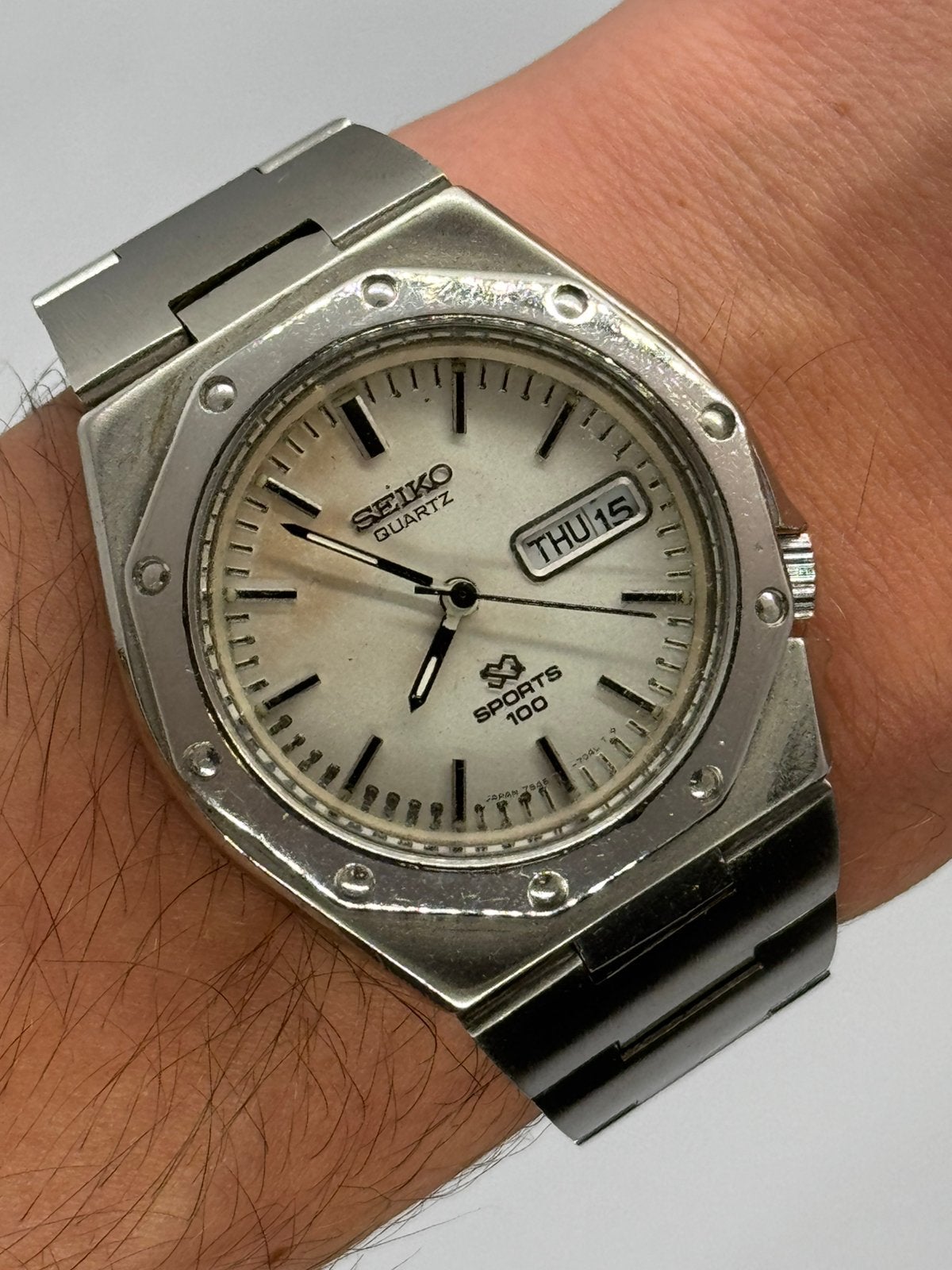 Vintage Seiko Sports 100 "Royal Oak" Gérald Genta Homage, Handtassen en Accessoires, Ophalen of Verzenden, Seiko