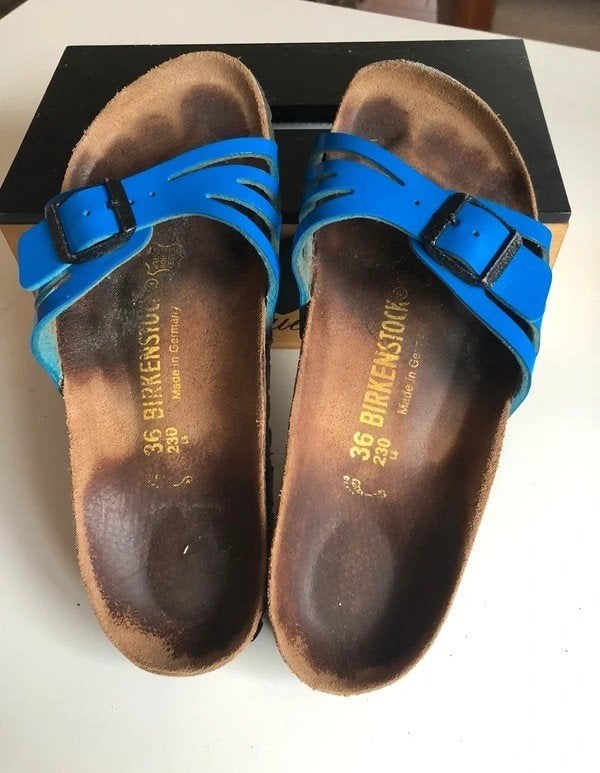 Tongs Birkenstock taille 36, Enlèvement ou Envoi, Porté, Bleu, Sandales de bain