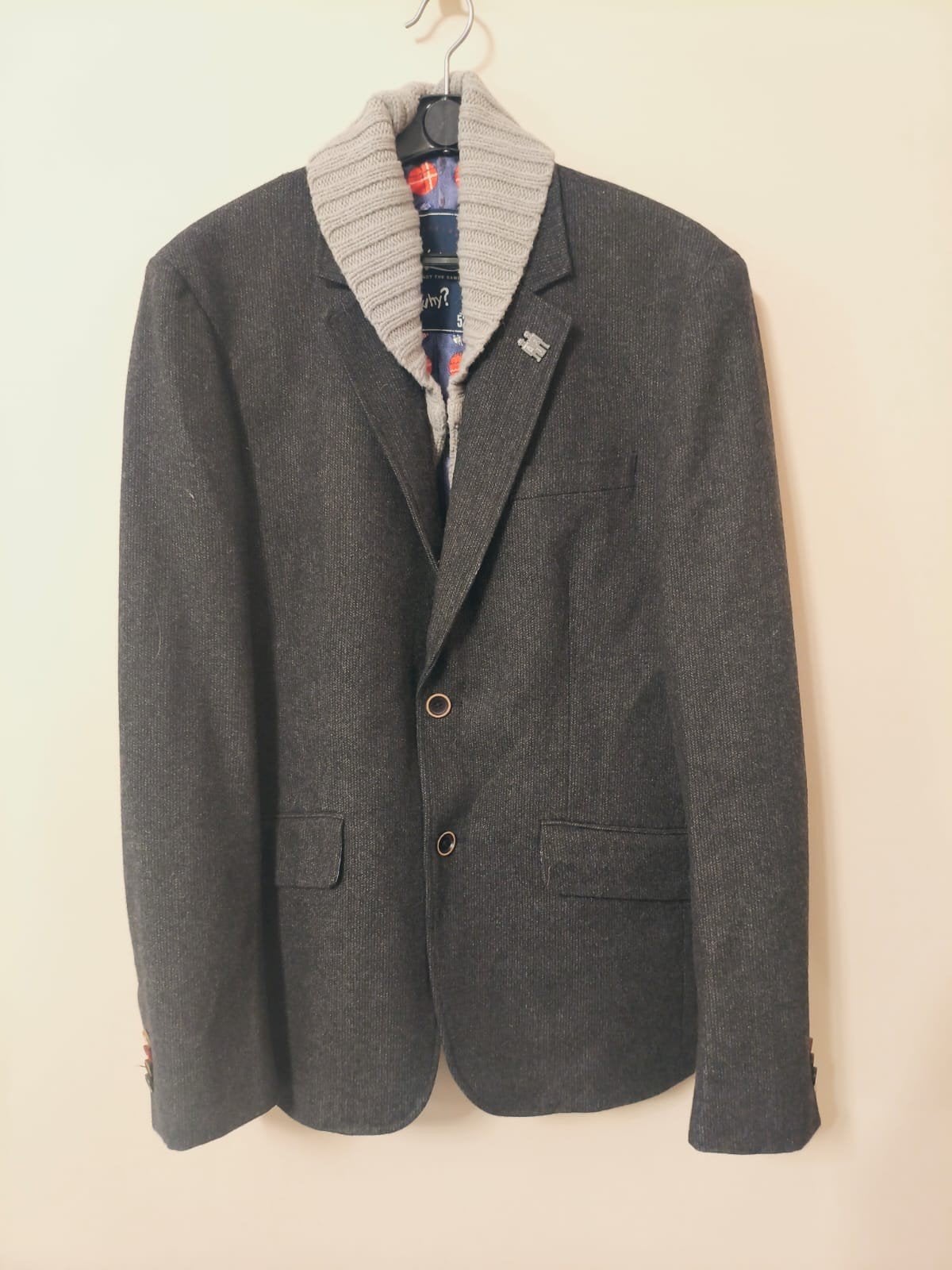 Manteau Desigual homme laine gris col maille taille 52 L anc, Enlèvement ou Envoi, Gris