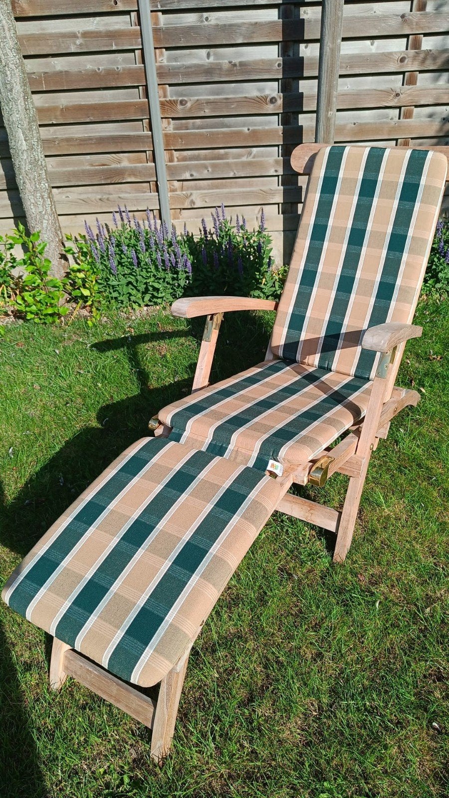 Luxe deckchair in teak met kussen, Ophalen