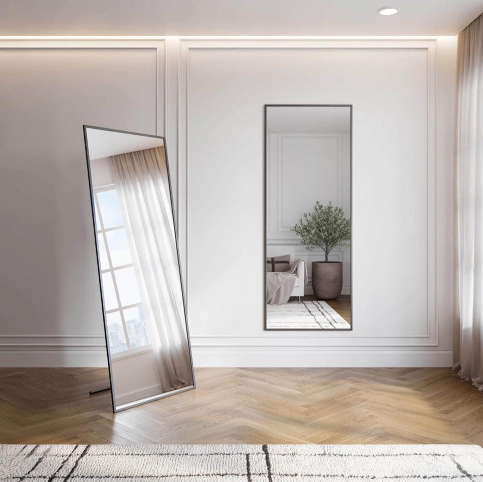 Zwarte Staande Rechthoekige Spiegel - 180x70 Cm, Huis en Inrichting, Woonaccessoires | Spiegels, Verzenden, Nieuw, 150 tot 200 cm