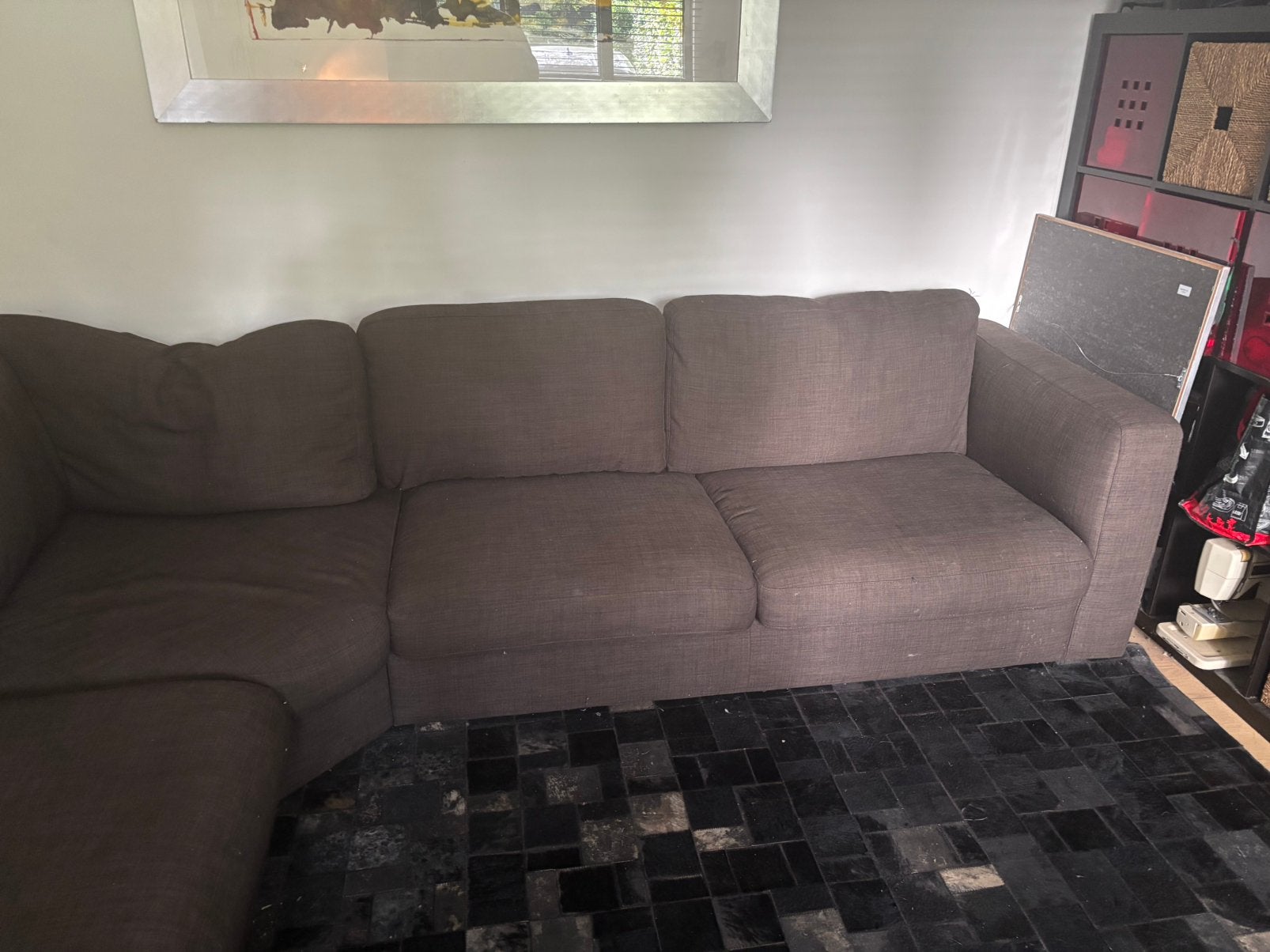 Nette Hoekbank in stof, Huis en Inrichting, Zetels | Complete zithoeken, Ophalen, Zo goed als nieuw, Stof, Modern