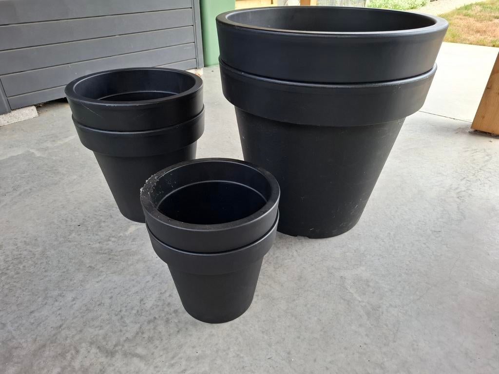 Set van 6 kunstof bloempotten, Tuin en Terras, Ophalen