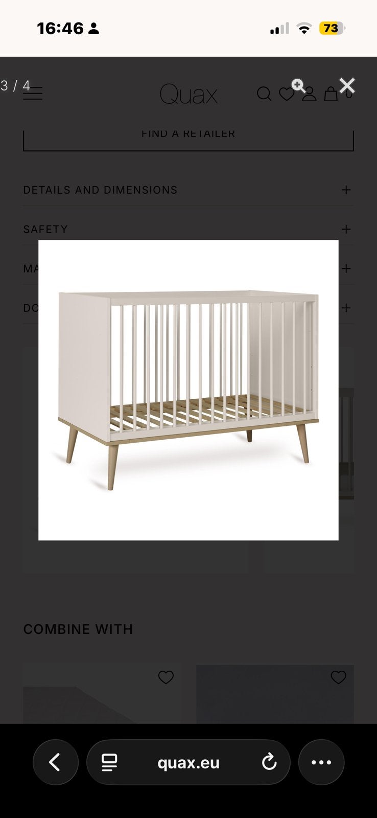 Quax flow clay bed + matras de witte panter, Kinderen en Baby's, Ophalen, Zo goed als nieuw