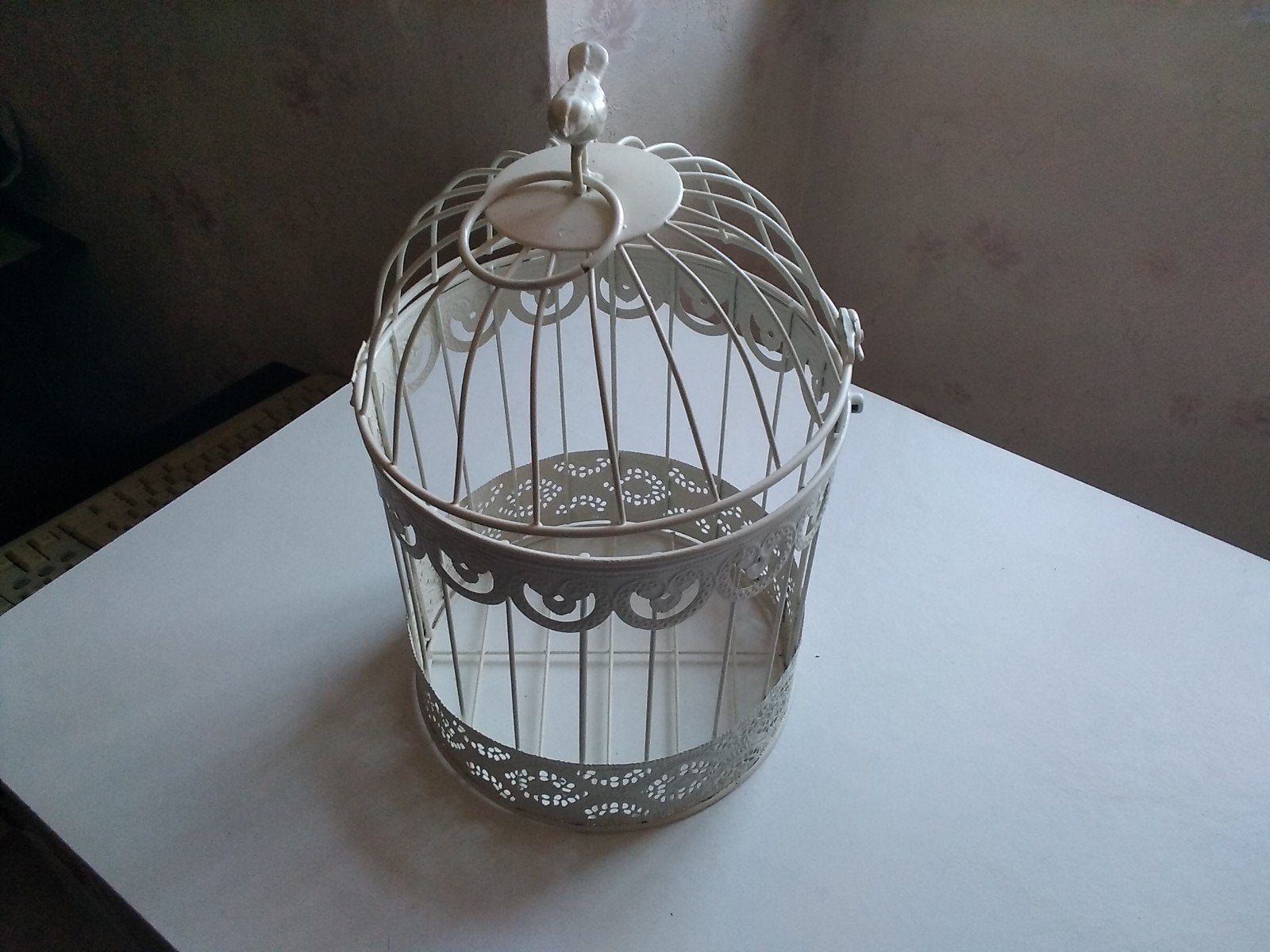 DECORATIEVE VOGELKOOI VAN WIT METAAL, Huis en Inrichting, Woonaccessoires | Overige, Ophalen, Wit, Metaal