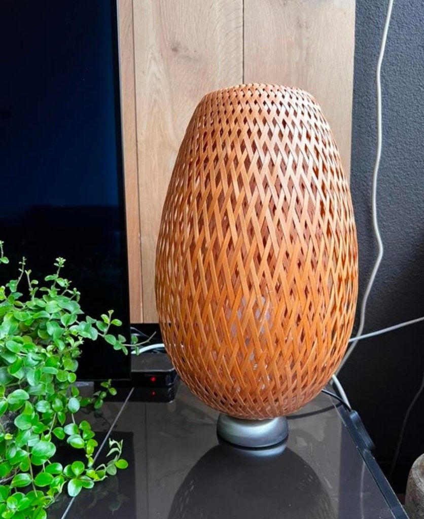 Lampe de table en bambou Ikea Böja, Moins de 50 cm, Enlèvement ou Envoi, Comme neuf, Bois