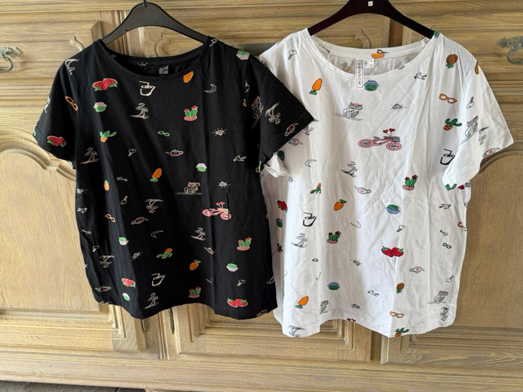2 st mooie zomer tshirts (44/46), Kleding | Dames, Grote Maten, Ophalen, Zo goed als nieuw, Wit
