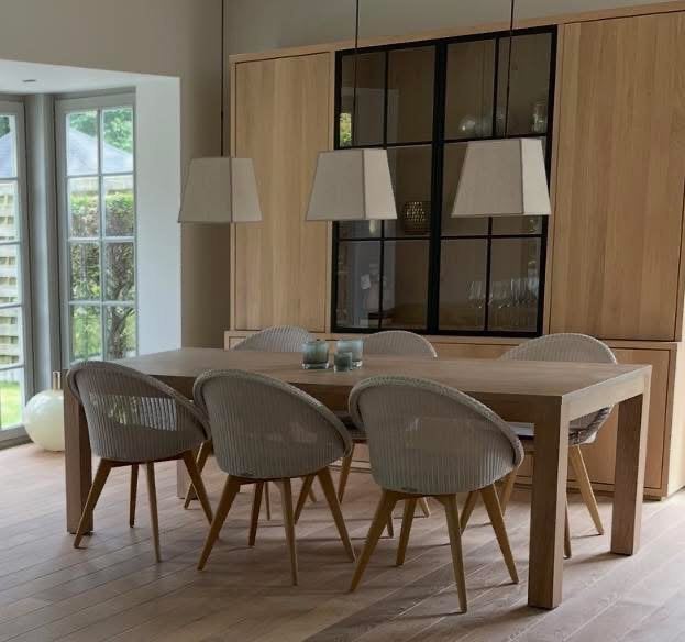 Tafel en stoelen te koop, Huis en Inrichting, Stoffering | Vloerbedekking, Gebruikt, Overige typen, Wit, Crème, Beige, Overige kleuren