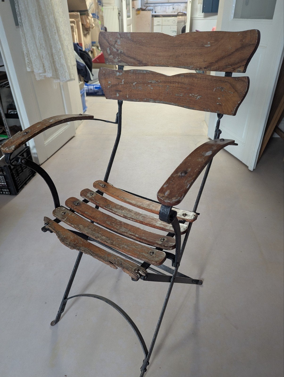 Gratis vintage tuinstoel, Ophalen, Gebruikt, Inklapbaar