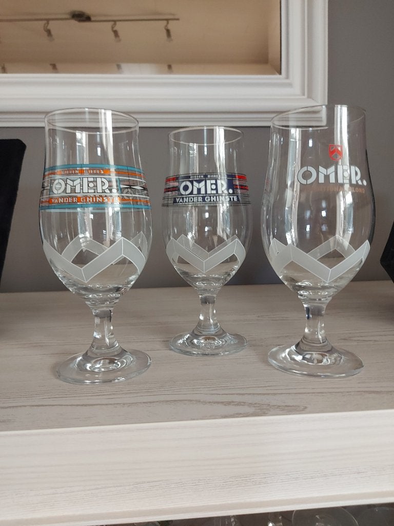 Vezamelen bierglazen, Verzamelen, Glas en Drinkglazen, Ophalen, Zo goed als nieuw, Bierglas