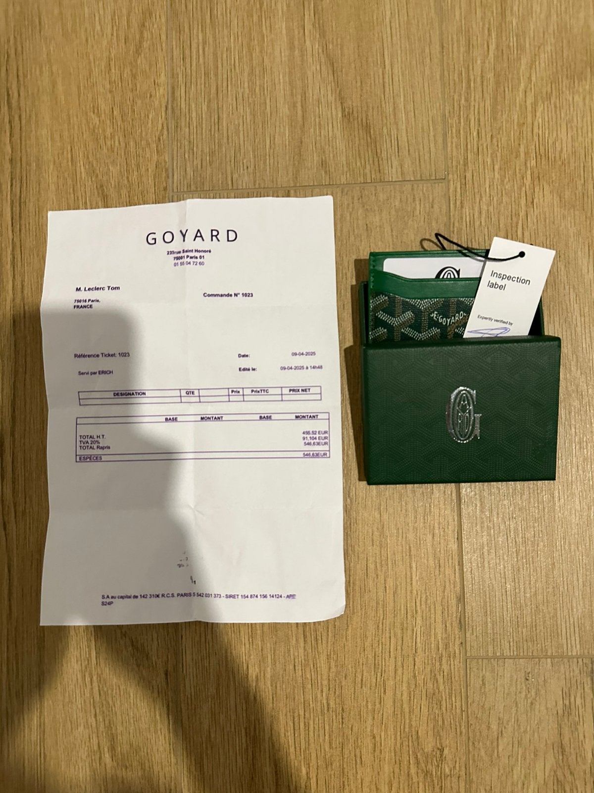 Porte carte goyard vert, Envoi, Comme neuf, Vert