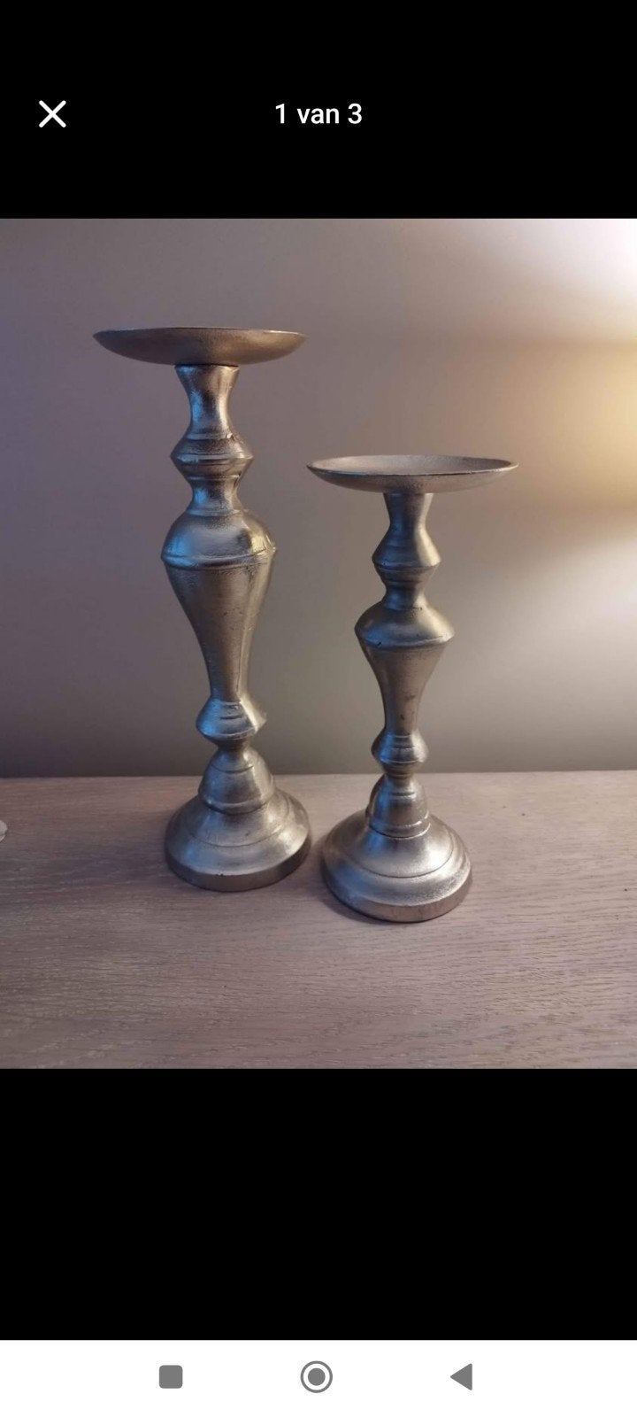 Lot 26 metalen kandelaars, 13 grote en 13 kleine, Ophalen