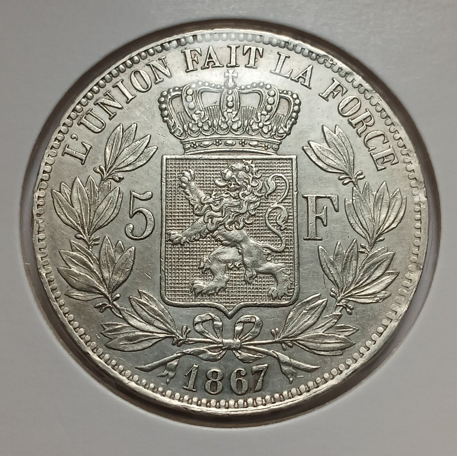 5 francs 1867, Postzegels en Munten, Munten | België, Ophalen of Verzenden, Zilver